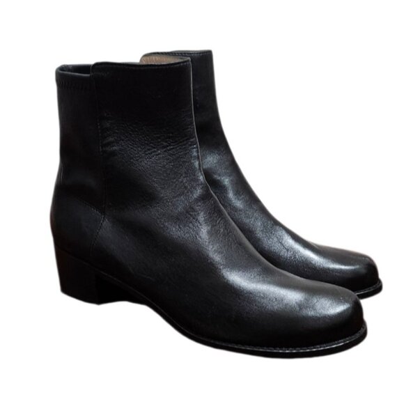 STUART WEITZMAN RESERVE BOOTIE BLACK LEATHER ANKLE CLASSIC BOOT SZ 8.5 NEW - Picture 3 of 15